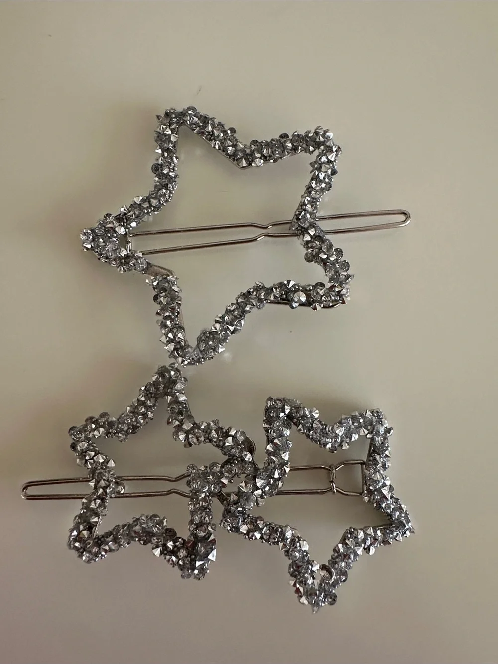 Zara Kids Silver Star Rhinestone Hair Clips - Set of 2